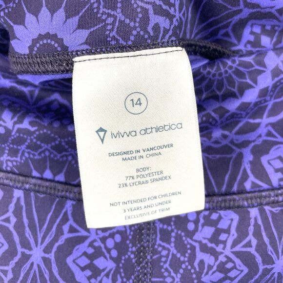 Lululemon IVIVVA Boogie Purple Print Spandex Dance Shorts Size 14 ( Womens S) - Picture 5 of 5